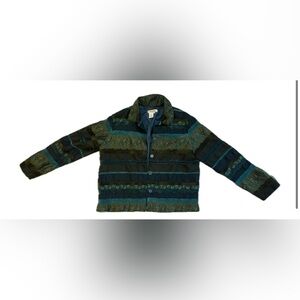 Coldwater Creek green embroidered tapestry jacket- EUC- Size Large-